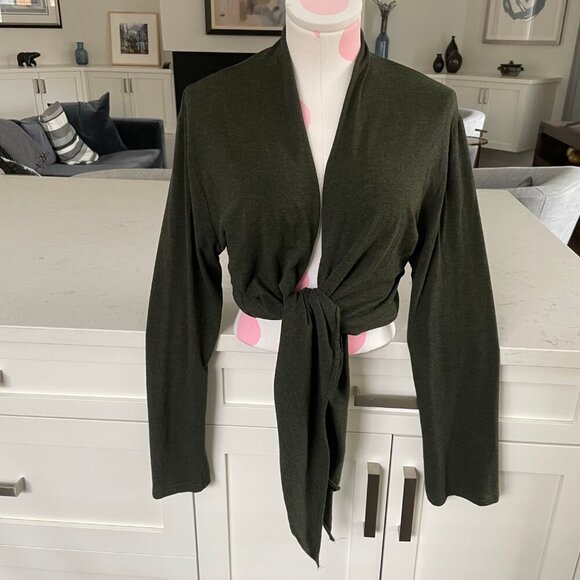 Movement Rayon & Organic Cotton Open Cardigan Worn Several Ways Olive Grn Sz XL - Picture 2 of 10